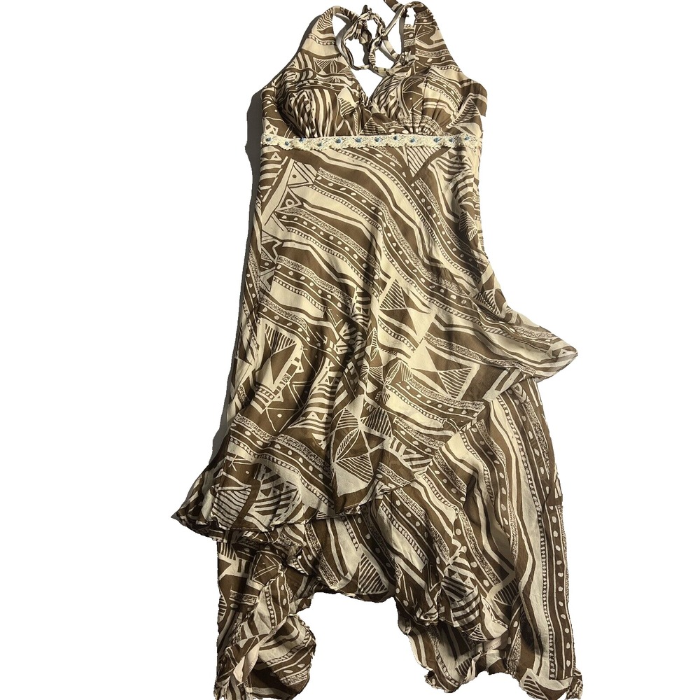 VTG Y2K‎ Fairy Whimsigoth Sangria Beaded Silk Dress Womens Size 10